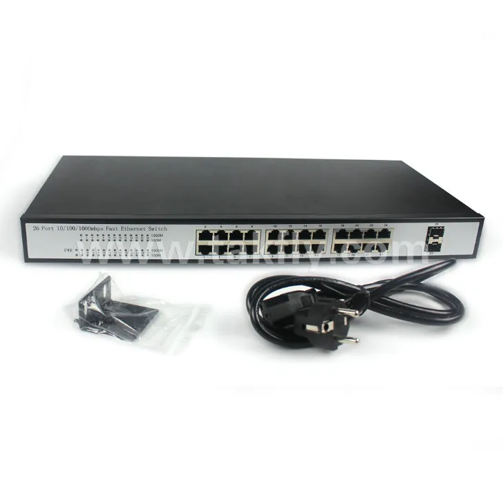 10/100/1000m 2 SFP 24 Port Gigabit Fiber Optic Ethernet Switch