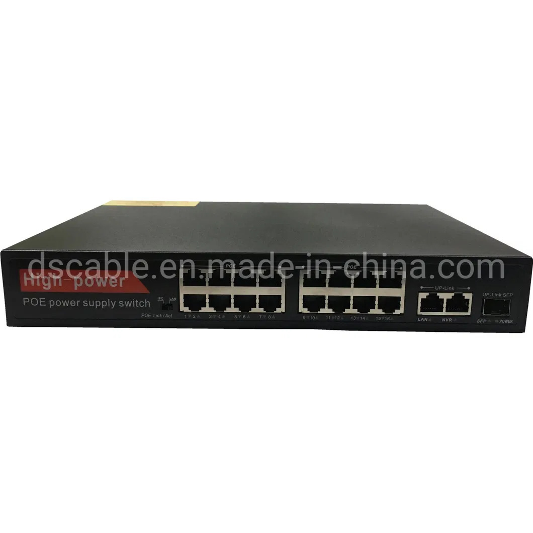 16fe Port 2ge up Link 1SFP Port Poe Switch Built-in 52V 300W Power Supply