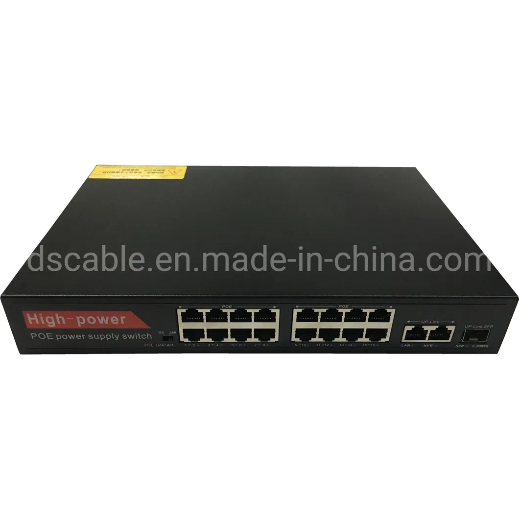 16fe Port 2ge up Link 1SFP Port Poe Switch Built-in 52V 300W Power Supply