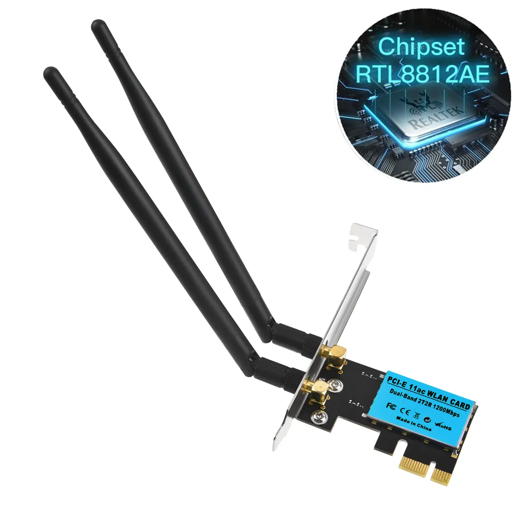 2.4G/5.8g Dual Band 1200Mbps 11AC Wireless Pcie LAN Card