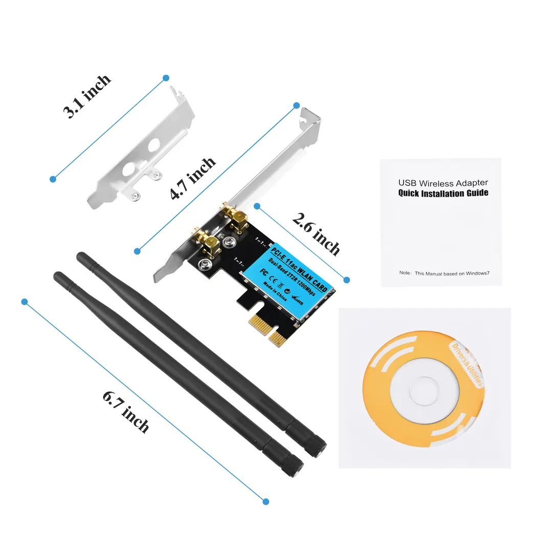 2.4G/5.8g Dual Band 1200Mbps 11AC Wireless Pcie LAN Card