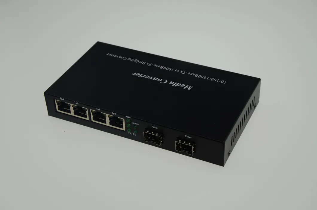 2 Giga SFP and 4 10/100/1000Mbps Tx Port Fiber Media Converter (MARVELL 88E6161)
