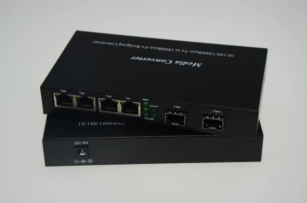 2 Giga SFP and 4 10/100/1000Mbps Tx Port Fiber Media Converter (MARVELL 88E6161)