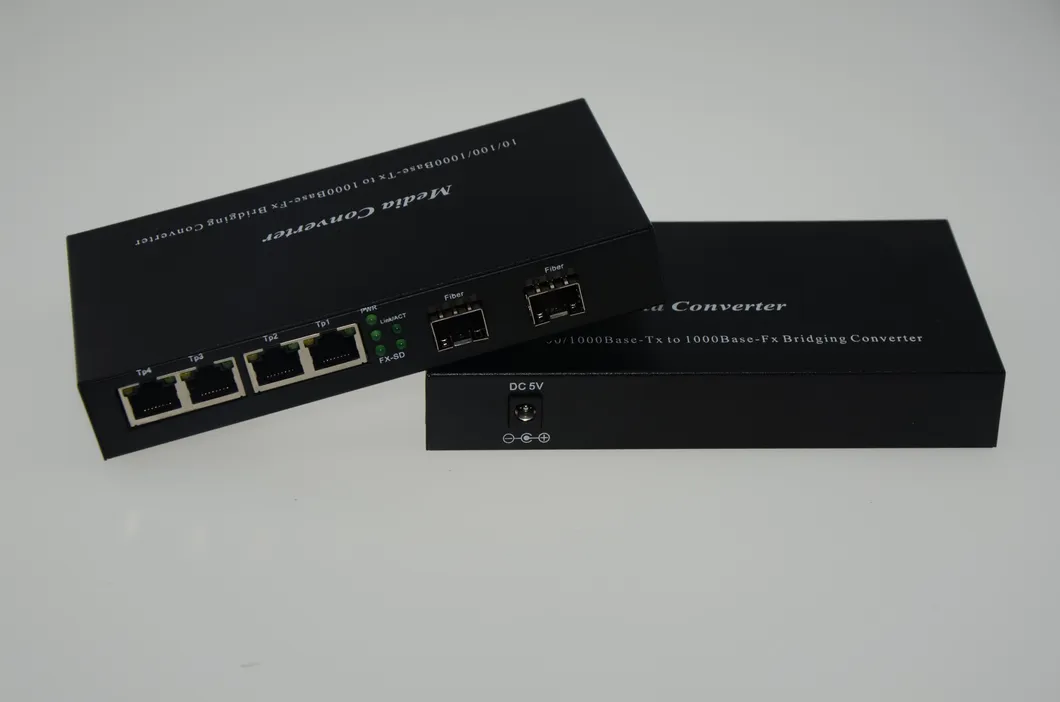 2 Giga SFP and 4 10/100/1000Mbps Tx Port Fiber Media Converter (MARVELL 88E6161)