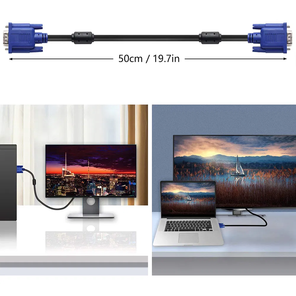 25cm Male to Male Full 15pin VGA D-SUB RGB Short Video Cord Cable