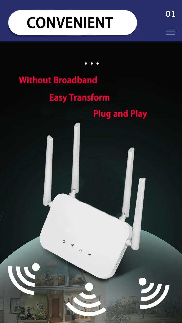 4G SIM Card Lte CPE Wireless 4 Antenna 150Mbps WiFi Router