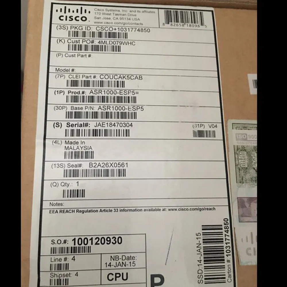 Cisco Asr1000-Esp40 Cisco Asr1000 Embedded Services Processor, 40g Netwoek Switch Router