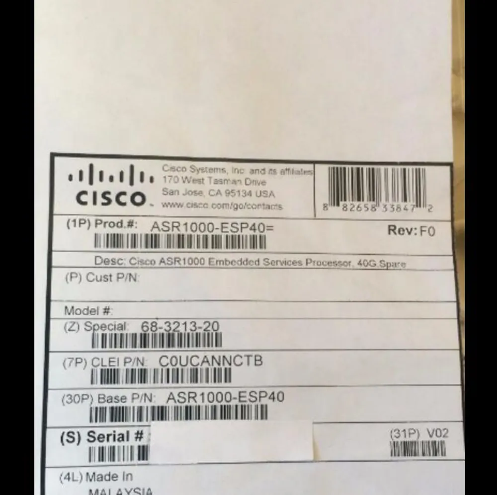 Cisco Asr1000-Esp40 Cisco Asr1000 Embedded Services Processor, 40g Netwoek Switch Router