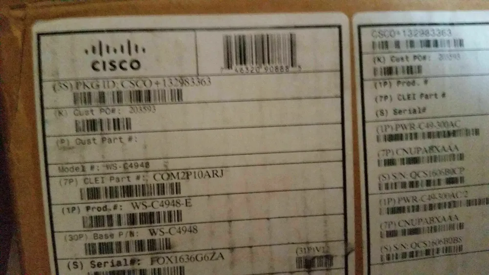 Cisco Ws-C3750X-48p-L Catalyst 3750X 48 Port Poe LAN Base Ethernet Switch