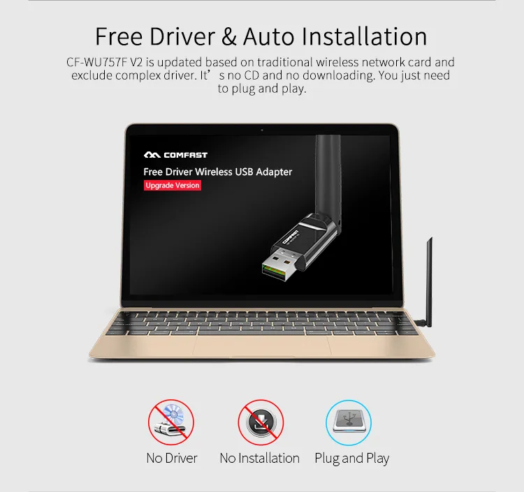 Comfast CF-Wu757f V2 150Mbps Rtl8188 WiFi Adapter USB WiFi Dongle with External Antenna