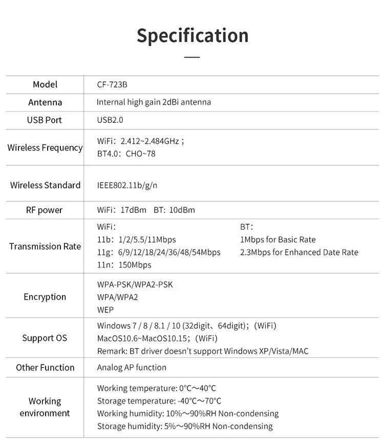 Comfast USB Blue-Tooth 4.0 Dongle Music Receiver USB Dongle Blue-Tooth Headset Adapter