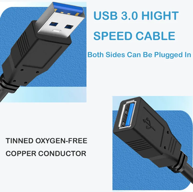 Fast Speed USB 3.0 Am to Af Extention Cable for Data Transfer and Charging 5gbps