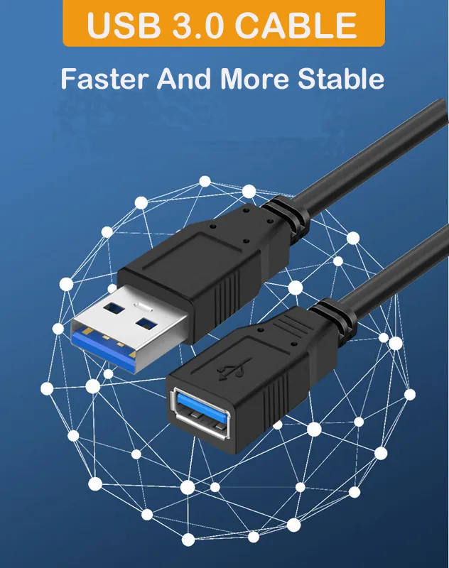 Fast Speed USB 3.0 Am to Af Extention Cable for Data Transfer and Charging 5gbps