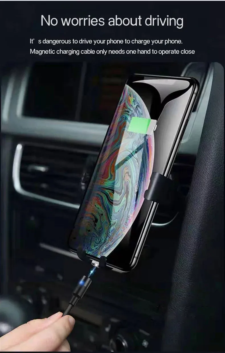 High Quality Magnetic Charging USB Cable Syncing Nylon Braided for Lightning, Micro, Type C