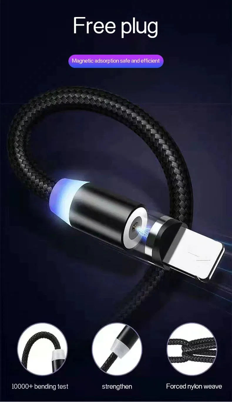 High Quality Magnetic Charging USB Cable Syncing Nylon Braided for Lightning, Micro, Type C