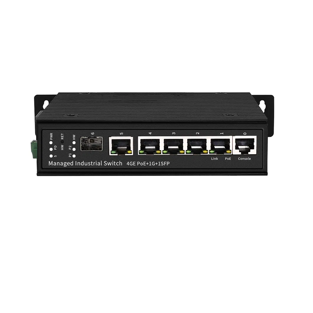 Reverse Poe Industrial Switch with 4 Ports 10/100/1000Mbps +1 Giga SFP Fiber Port