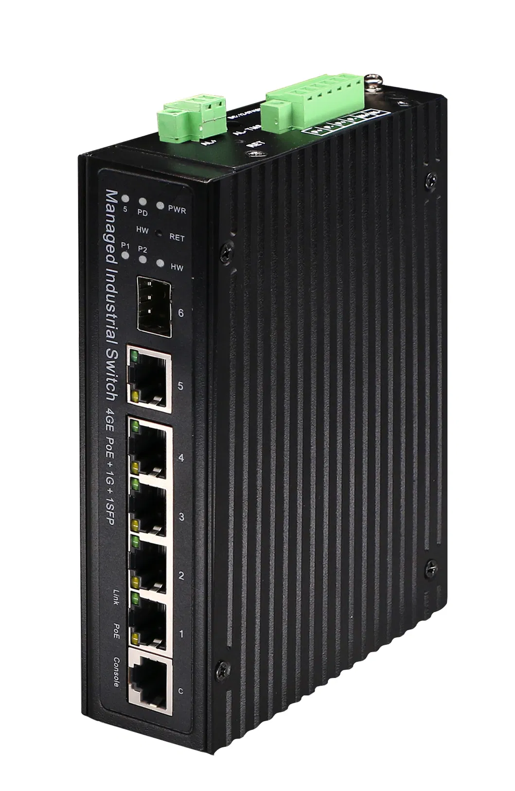 Reverse Poe Industrial Switch with 4 Ports 10/100/1000Mbps +1 Giga SFP Fiber Port