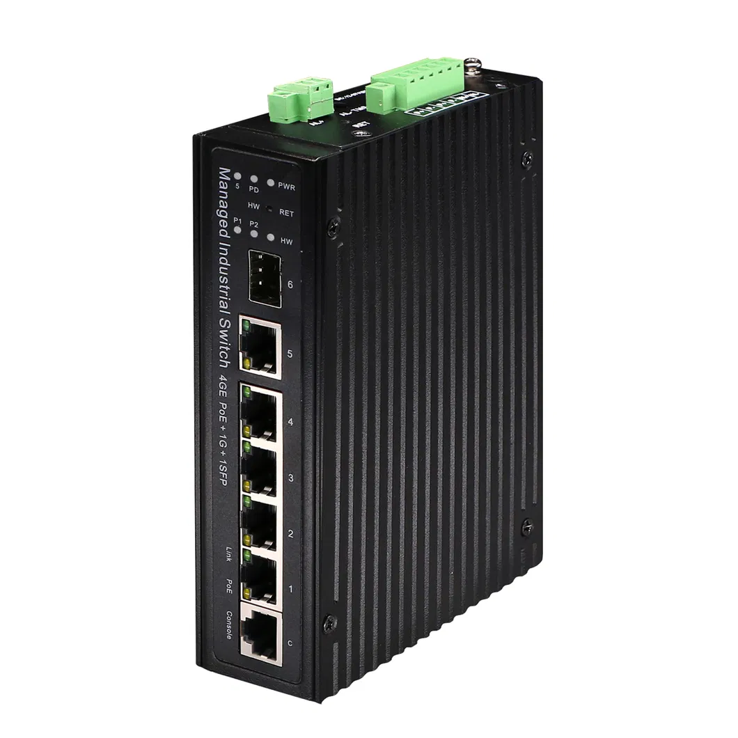 Reverse Poe Industrial Switch with 4 Ports 10/100/1000Mbps +1 Giga SFP Fiber Port