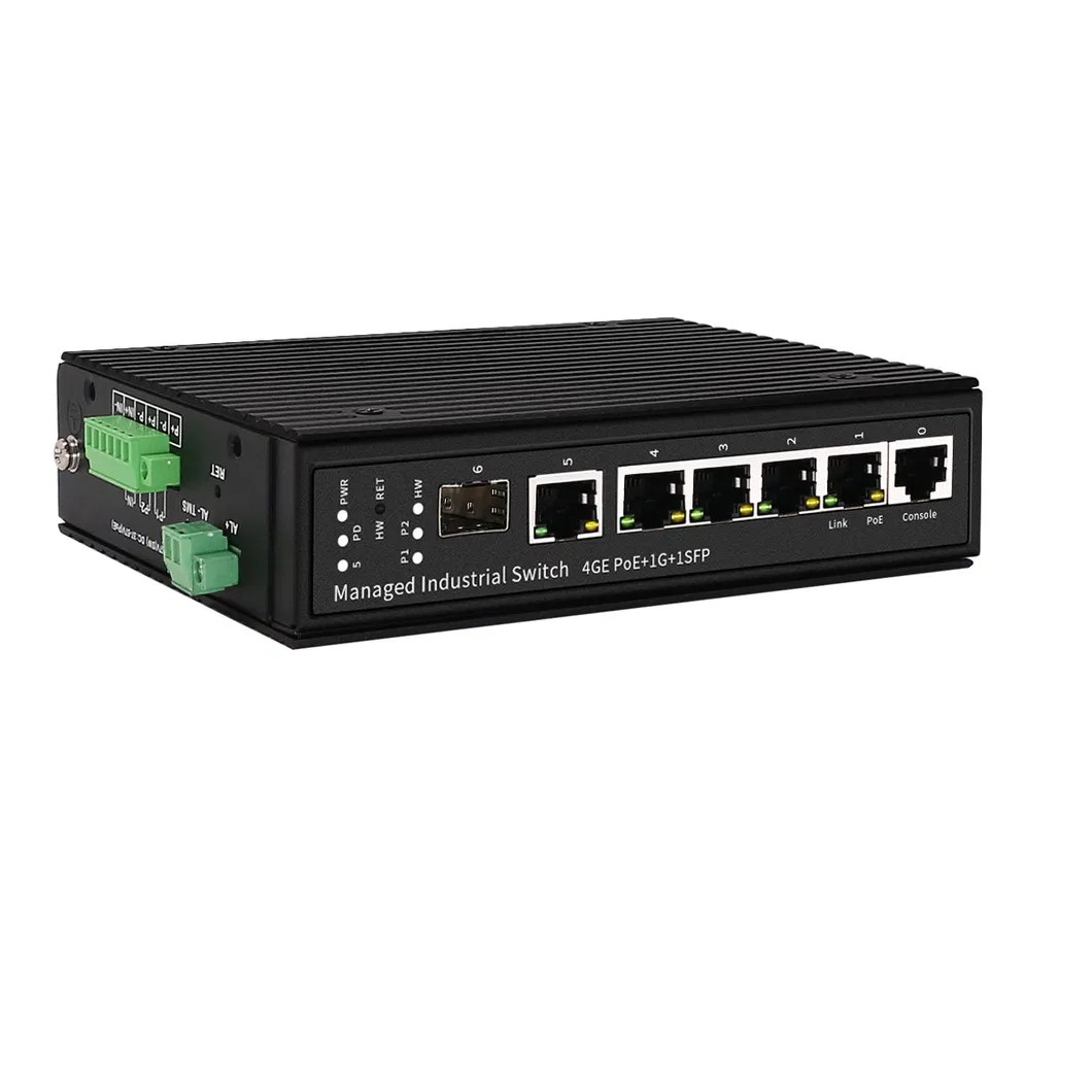 Reverse Poe Industrial Switch with 4 Ports 10/100/1000Mbps +1 Giga SFP Fiber Port