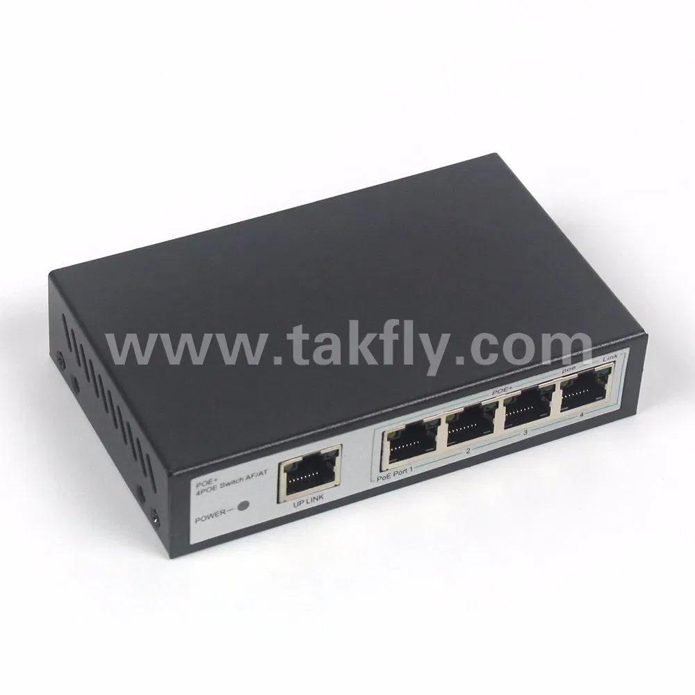 Vlan CCTV 100m 4 Port High Power Poe Optical Switch