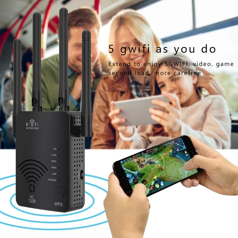 Wireless WiFi Signal Booster 1200Mbps Wi-Fi Range Extender with Ethernet Port Router WiFi Repeater 2.4G and 5g Dual Band Interne