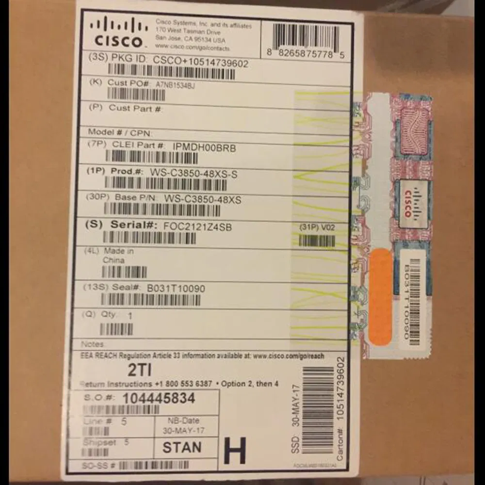 Ws-C3850-48t-L Cisco Catalyst 3850 48 Port Data LAN Base Ethernet Switch