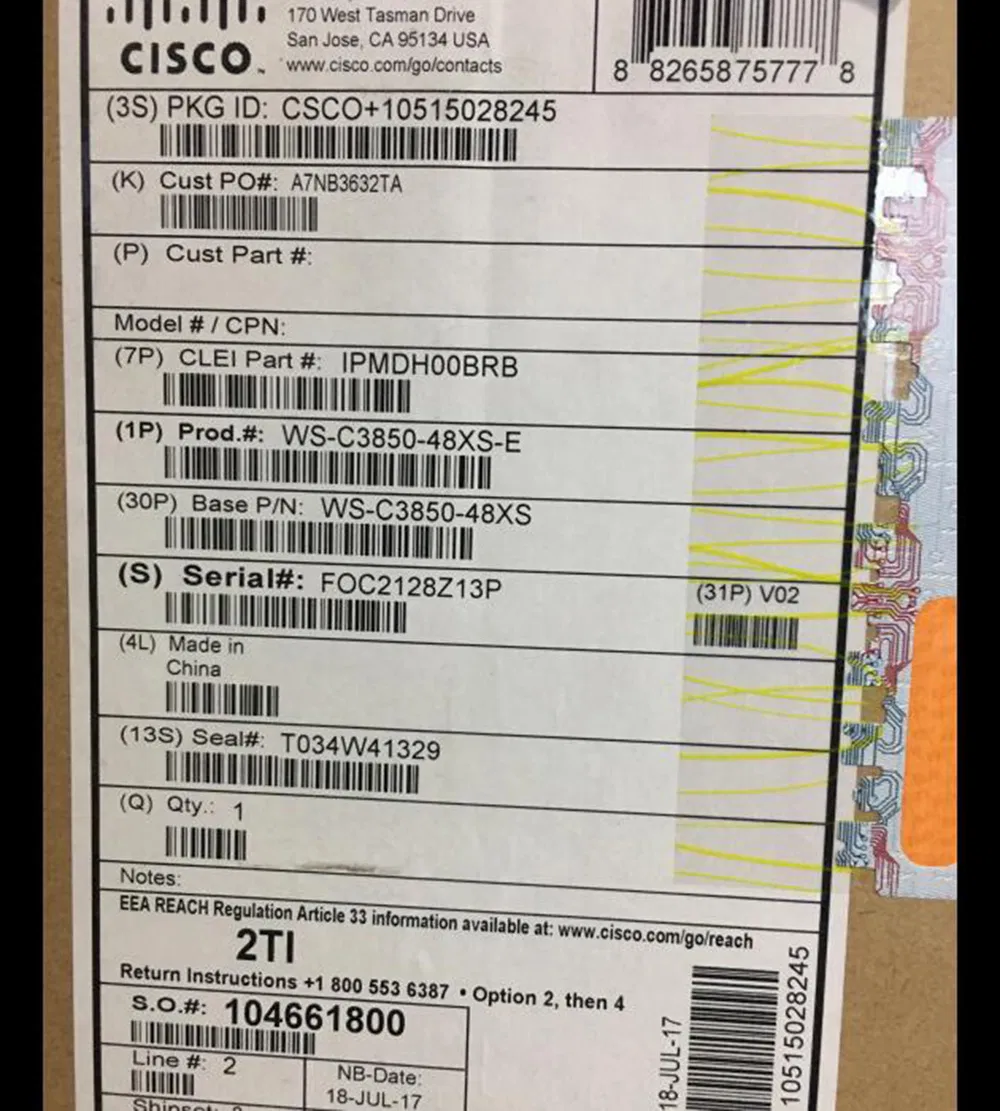 Ws-C3850-48t-L Cisco Catalyst 3850 48 Port Data LAN Base Ethernet Switch