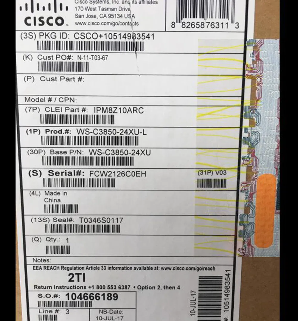 Ws-C3850-48t-L Cisco Catalyst 3850 48 Port Data LAN Base Ethernet Switch