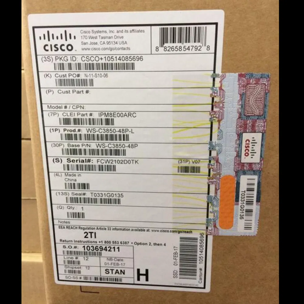 Ws-C3850-48t-L Cisco Catalyst 3850 48 Port Data LAN Base Ethernet Switch