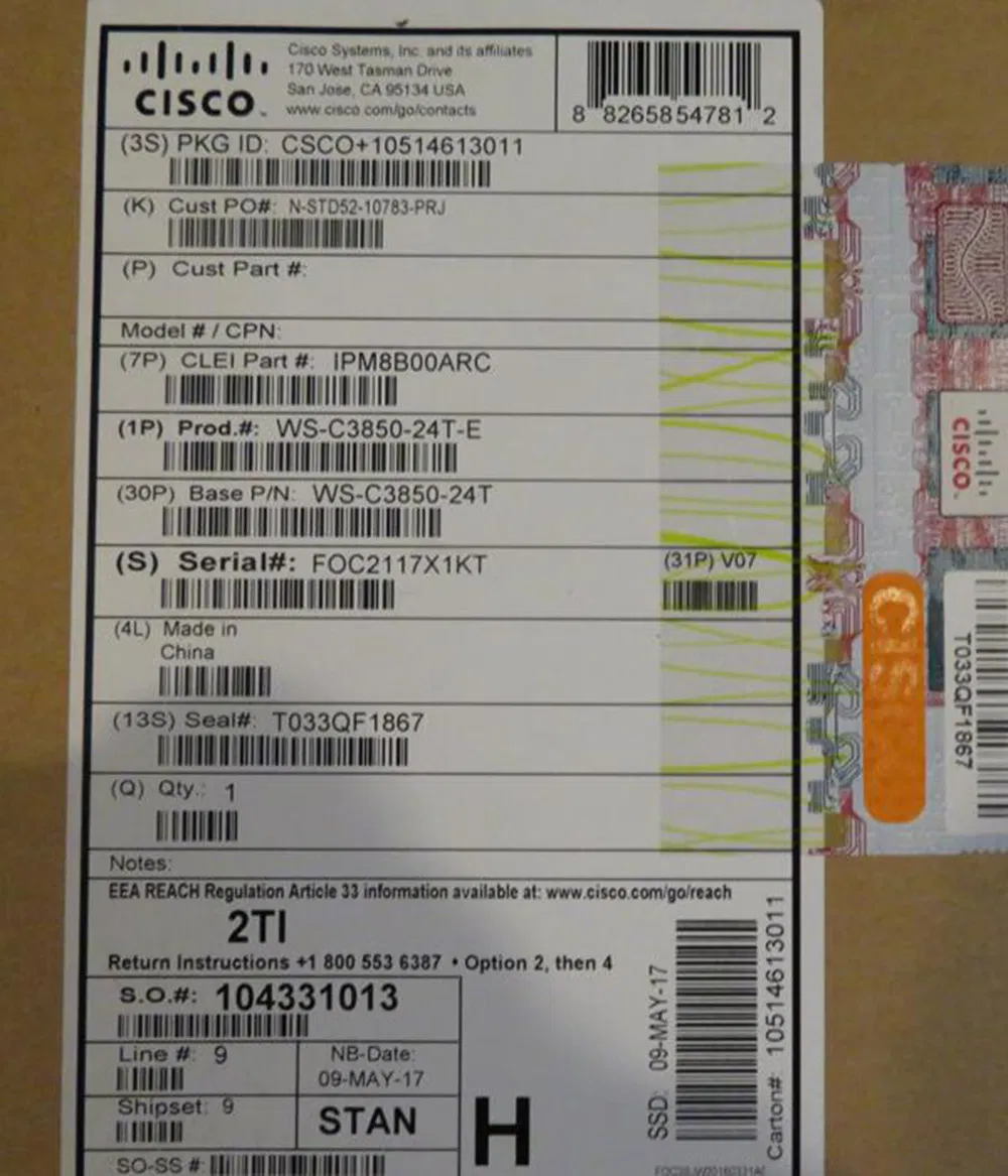 Ws-C3850-48t-L Cisco Catalyst 3850 48 Port Data LAN Base Ethernet Switch