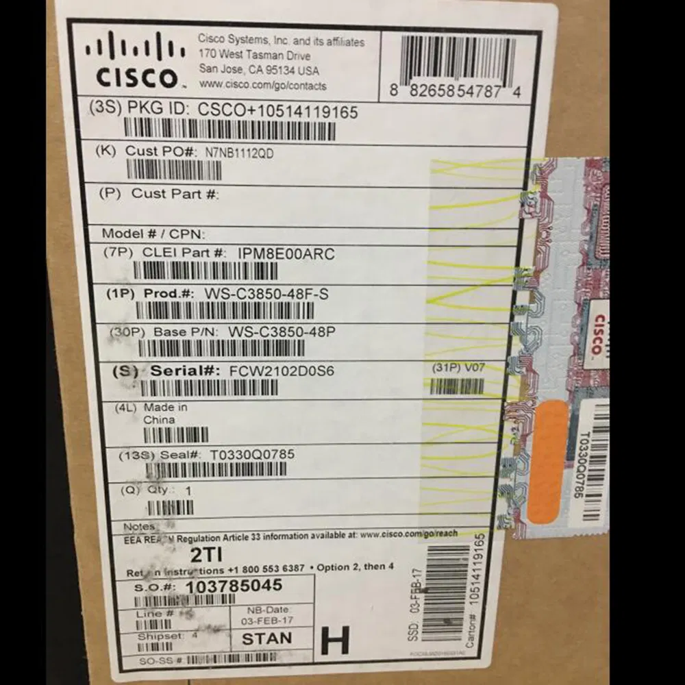 Ws-C3850-48t-L Cisco Catalyst 3850 48 Port Data LAN Base Ethernet Switch